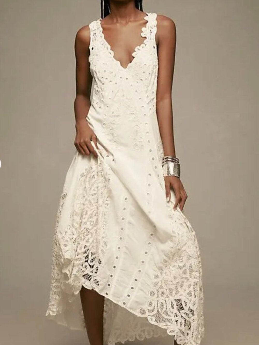 Anthropologie White Eyelet Lace Maxi Dress M NWT $328 Boho Bridal